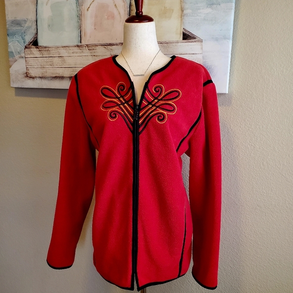 Bob Mackie Jackets & Blazers - BOB MACKIE | Embroidered Fleece Jacket sz XL